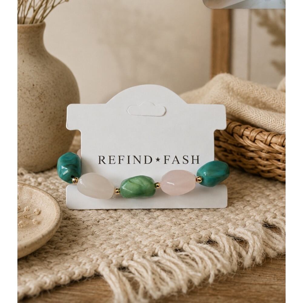 Color Faux Stone Stretch Bracelet New